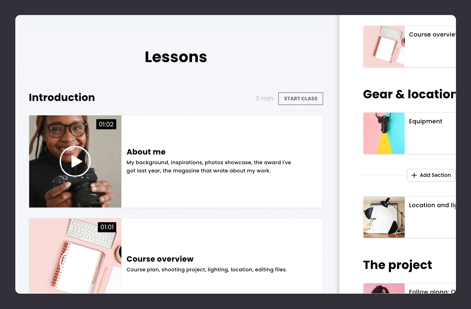 Lessons list